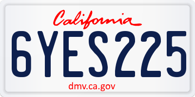 CA license plate 6YES225