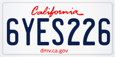 CA license plate 6YES226