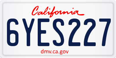 CA license plate 6YES227