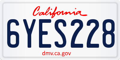 CA license plate 6YES228