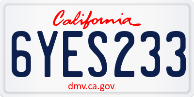 CA license plate 6YES233