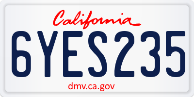 CA license plate 6YES235