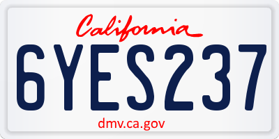 CA license plate 6YES237