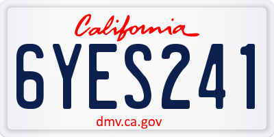 CA license plate 6YES241
