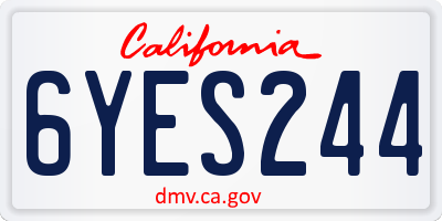 CA license plate 6YES244