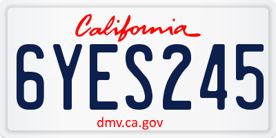 CA license plate 6YES245