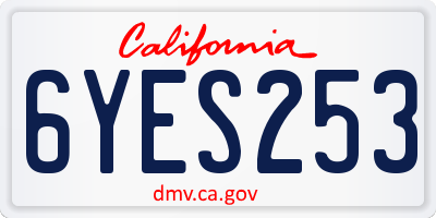 CA license plate 6YES253