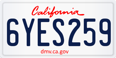 CA license plate 6YES259