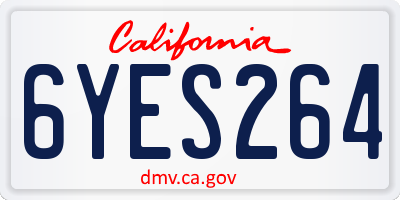 CA license plate 6YES264