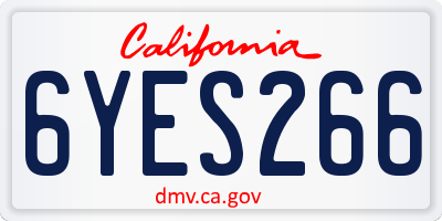 CA license plate 6YES266