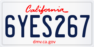 CA license plate 6YES267
