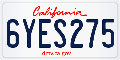 CA license plate 6YES275