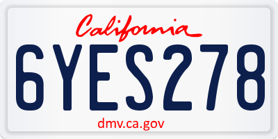 CA license plate 6YES278