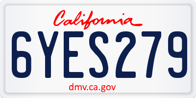 CA license plate 6YES279