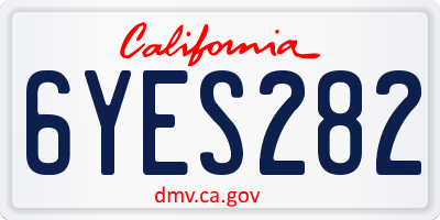 CA license plate 6YES282