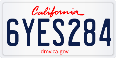 CA license plate 6YES284