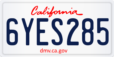 CA license plate 6YES285