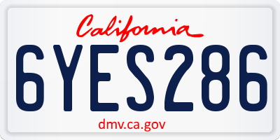 CA license plate 6YES286