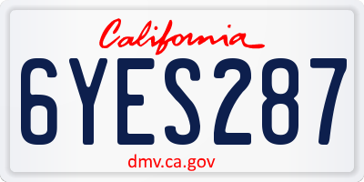 CA license plate 6YES287