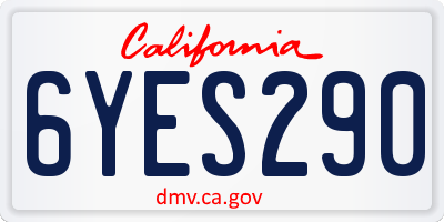 CA license plate 6YES290