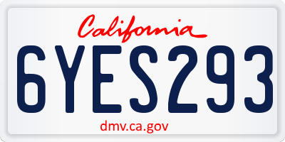 CA license plate 6YES293