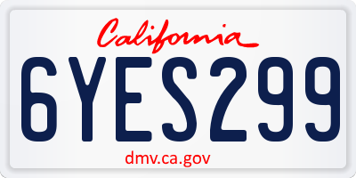 CA license plate 6YES299