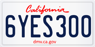 CA license plate 6YES300