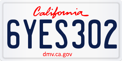 CA license plate 6YES302