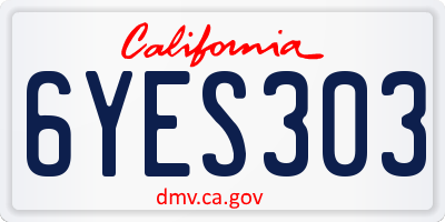 CA license plate 6YES303