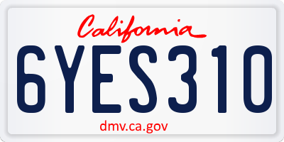CA license plate 6YES310