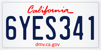 CA license plate 6YES341