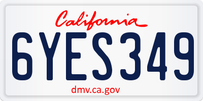 CA license plate 6YES349