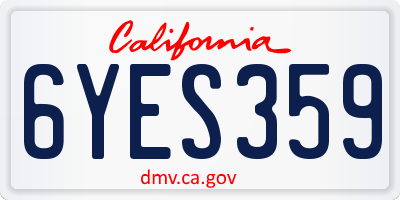 CA license plate 6YES359