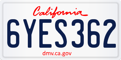 CA license plate 6YES362