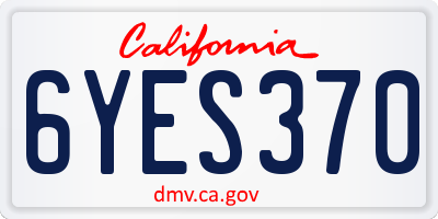 CA license plate 6YES370