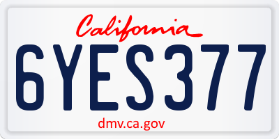 CA license plate 6YES377