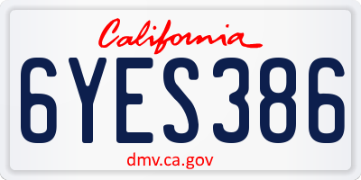 CA license plate 6YES386