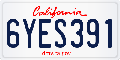 CA license plate 6YES391