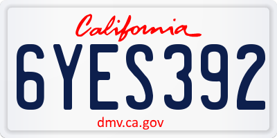 CA license plate 6YES392