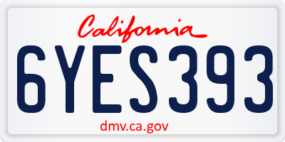 CA license plate 6YES393