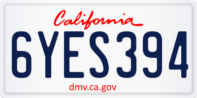 CA license plate 6YES394