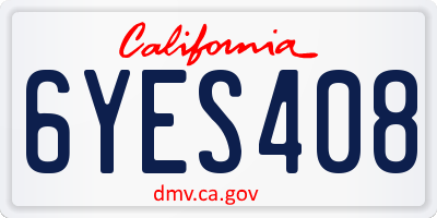 CA license plate 6YES408