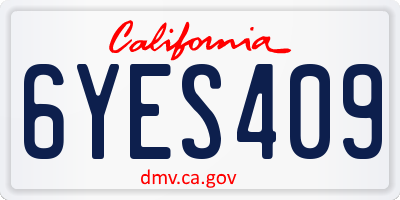 CA license plate 6YES409