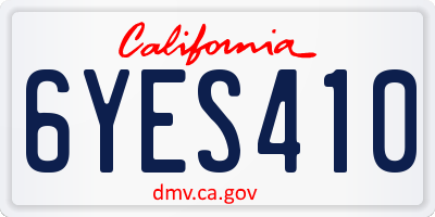 CA license plate 6YES410