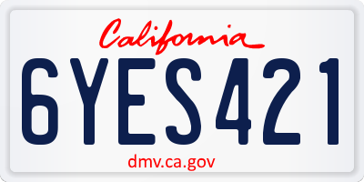 CA license plate 6YES421