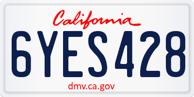 CA license plate 6YES428