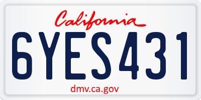 CA license plate 6YES431