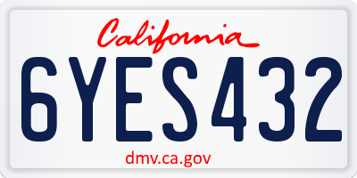 CA license plate 6YES432