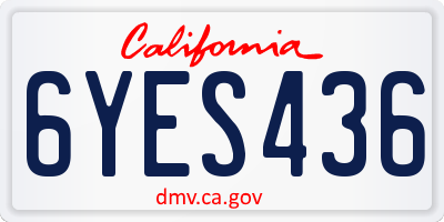 CA license plate 6YES436