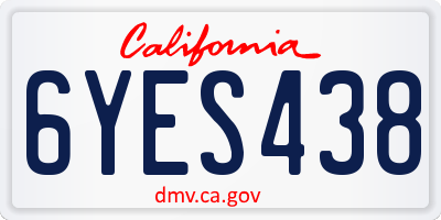 CA license plate 6YES438